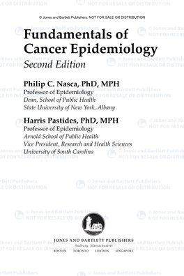 Fundamentals of Cancer Epidemiology Second Edition