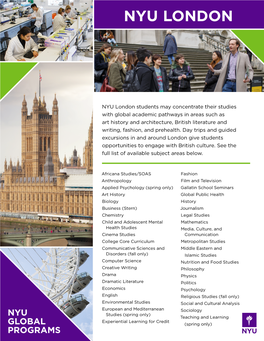 NYU London at a Glance