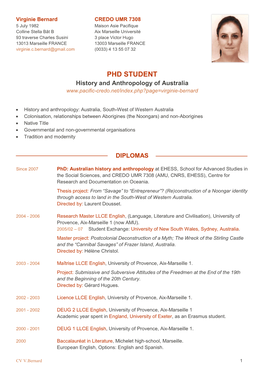 PHD STUDENT History and Anthropology of Australia