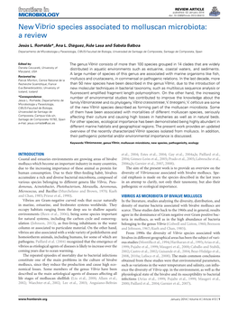 New Vibrio Species Associated to Molluscan Microbiota: a Review