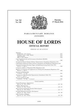 House of Lords Official Report