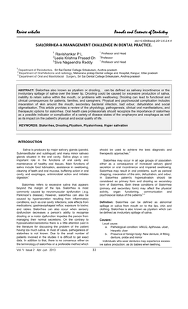 Sialorrhea-A Management Challenge in Dental Practice