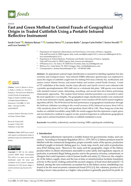 Fast and Green Method to Control Frauds of Geographical Origin in Traded Cuttleﬁsh Using a Portable Infrared Reﬂective Instrument