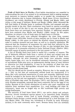 Foods of Black Bears in Florida.-Food Habits Descriptions Are Essential to Understanding the Role of an Animal in Its Environmen