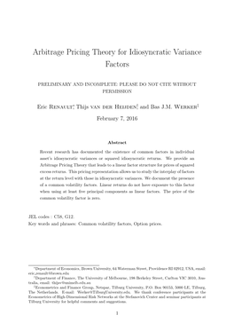 Arbitrage Pricing Theory for Idiosyncratic Variance Factors