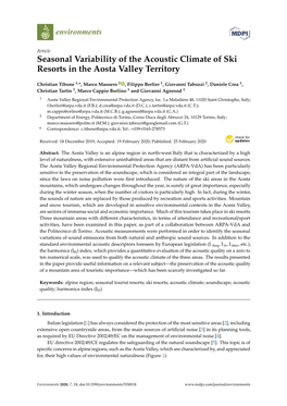 Seasonal Variability of the Acoustic Climate of Ski Resorts in the Aosta Valley Territory