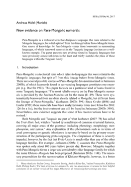 New Evidence on Para-Mongolic Numerals