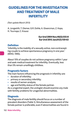 Guidelines for the Investigation and Treatment of Male Infertility