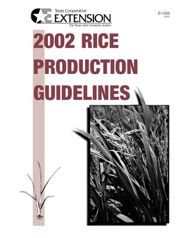 2002 Rice Production Guidelines 2002 Texas Rice Production Guidelines