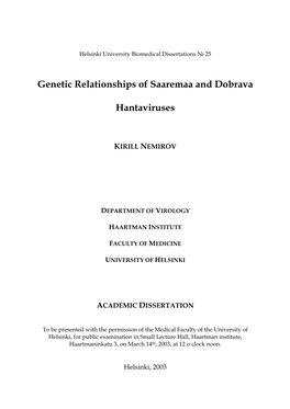 Genetic Relationships of Saaremaa and Dobrava