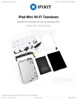 Ipad Mini Wi-Fi Teardown Guide ID: 11423 - Draft: 2017-08-29