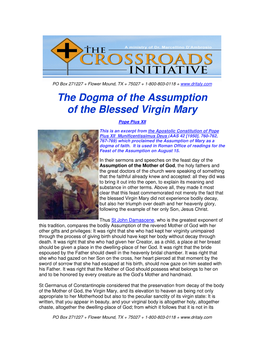 The Dogma of the Assumption of the Blessed Virgin Mary