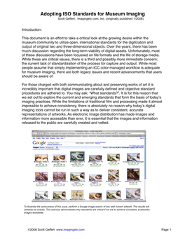 ISO Standards for Museum Imaging Cdi V1.0