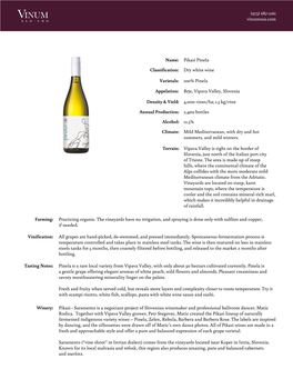 Tasting Notes: Winery
