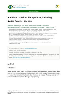 Additions to Italian Pleosporinae, Including Italica Heraclei Sp. Nov