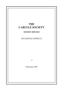 The Carlyle Society Papers-Session 1989-90 3 (1990): 1-10