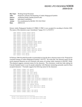 Iso/Iec Jtc1/Sc2/Wg2 2009-03-30