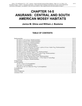 Volume 2, Chapter 14-5: Anurans: Central and South American Mossy Habitats