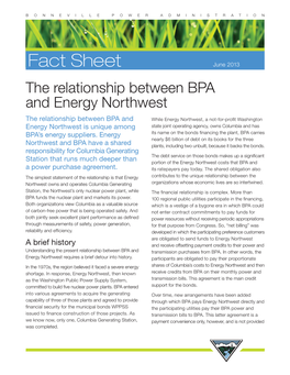 The Relationship Between BPA and Energy Northwest