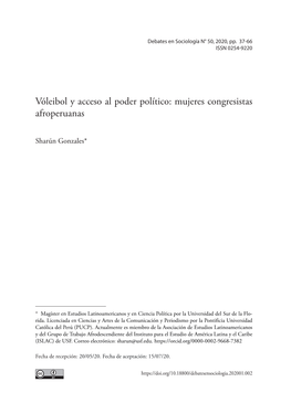 Vóleibol Y Acceso Al Poder Político: Mujeres Congresistas Afroperuanas