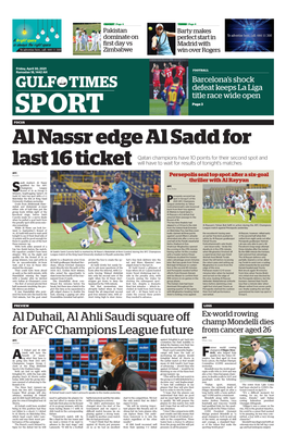 SPORT Page 3 FOCUS Al Nassr Edge Al Sadd For