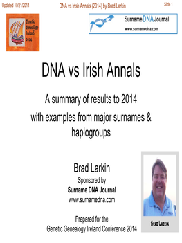 DNA Vs the Irish Annals