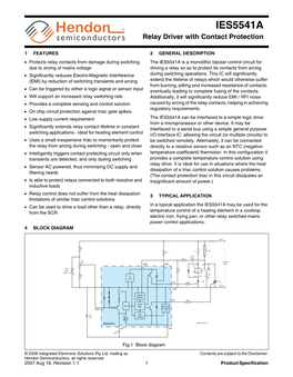 IES5541A Relay Driver with Contact Protection