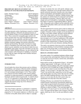 Preliminary Results of Effect of Sizings on Enzyme