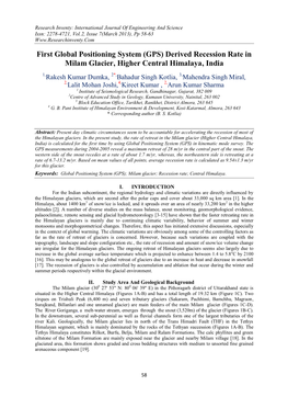 Global Positioning System (GPS) Derived Recession Rate of Milam Glacier, Central Himalaya, India