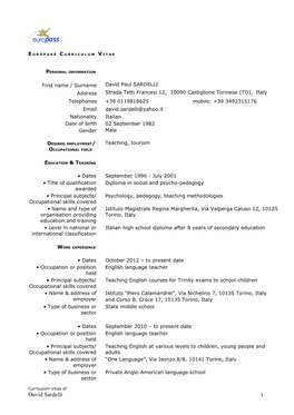 Curriculum Vitae in Formato Europeo