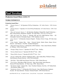Paul Sorohan Resume