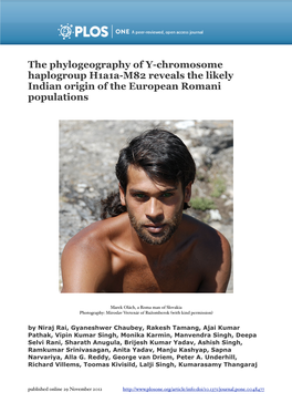 The Phylogeography of Y-Chromosome Haplogroup H1a1a-M82 Reveals the Likely Indian Origin of the European Romani Populations