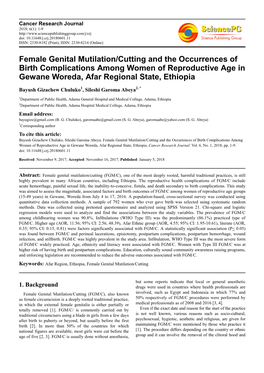Female Genital Mutilation/Cutting and the Occurrences of Birth Complications Among Women of Reproductive Age in Gewane Woreda, Afar Regional State, Ethiopia