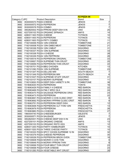 FZ PIZZA 06 Category CUPC Product Description Brand Size 3682