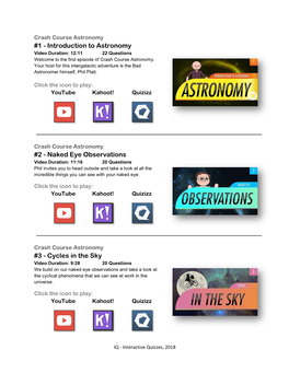 Crash Course Astronomy On-Line Content