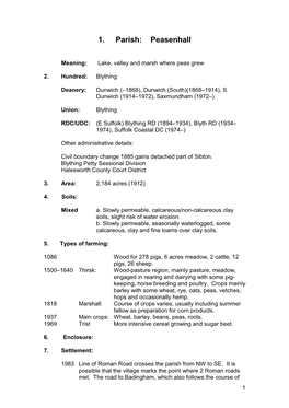 1. Parish: Peasenhall