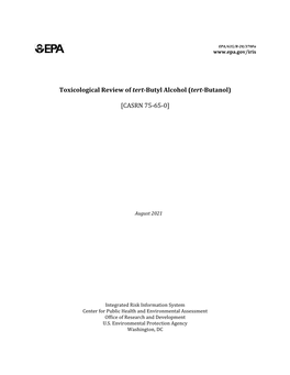 Toxicological Review of Tert-Butyl Alcohol (Tert-Butanol)