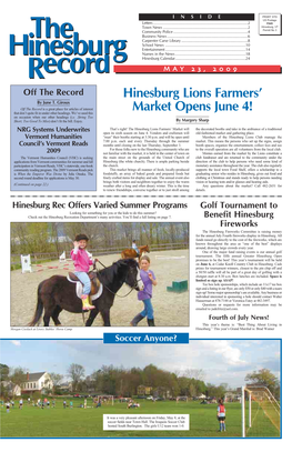 Hinesburg Lions Farmersč Market Opens June 4