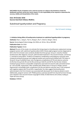 Subclinical Hypothyroidism and Pregnancy