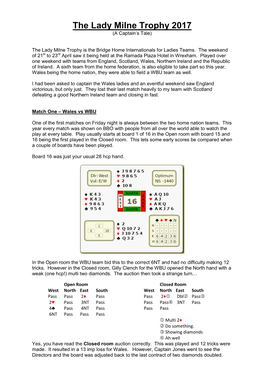 The Lady Milne Trophy 2017 (A Captain’S Tale)