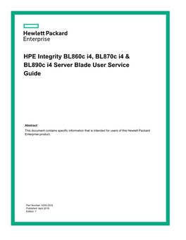 HPE Integrity Bl860c I4, Bl870c I4 & Bl890c I4 Server Blade User