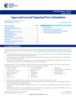 Vagus and External Trigeminal Nerve Stimulation – Oxford Clinical Policy