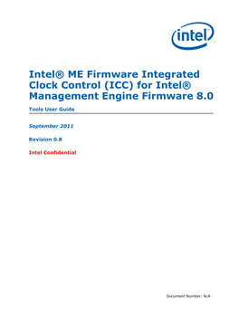 Intel® ME Firmware Integrated Clock Control (ICC) for Intel® Management Engine Firmware 8.0