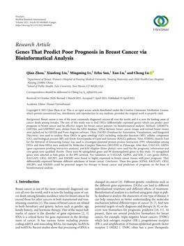 Genes That Predict Poor Prognosis in Breast Cancer Via Bioinformatical Analysis