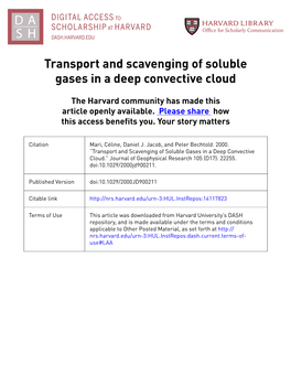 Transport and Scavenging of Soluble Gases in a Deep Convective Cloud