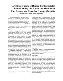 A Unified Theory of Human Cardiovascular Disease Leading