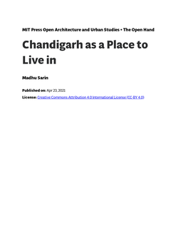 Chandigarh As a Place to Live In