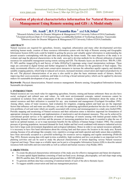 Creation of Physical Characteristics Information for Natural Resources Management Using Remote Sensing and GIS : a Model Study