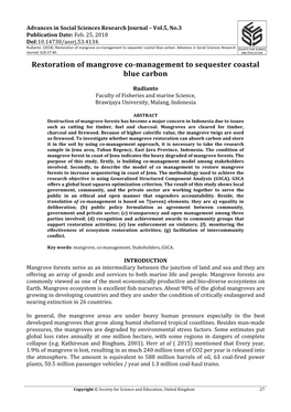 Restoration of Mangrove Co-Management to Sequester Coastal Blue Carbon