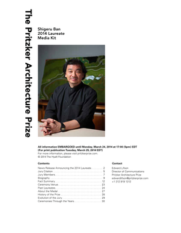 Shigeru Ban 2014 Laureate Media Kit